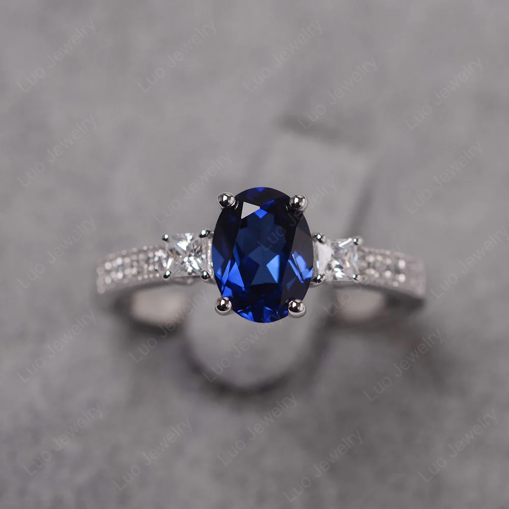 Oval Sapphire Milgrain Statement Ring