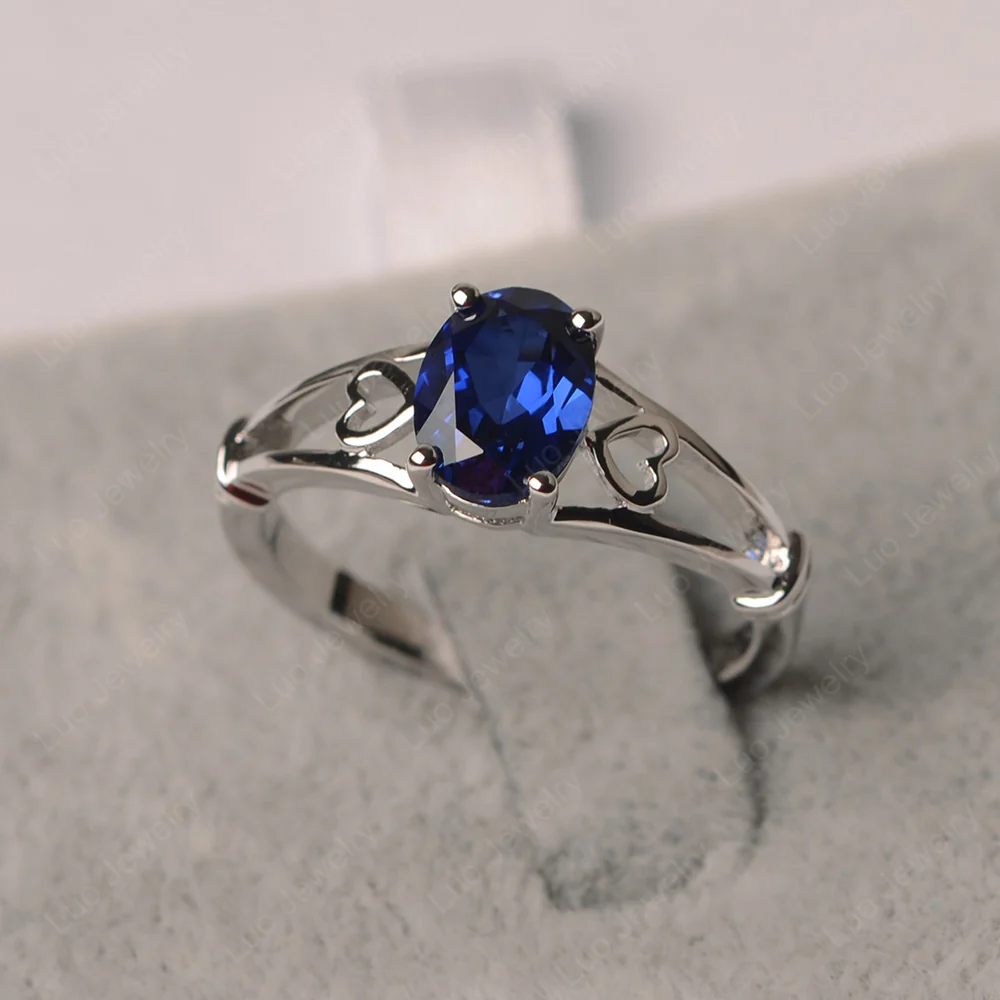Sapphire Oval Cut Solitaire Engagement Ring