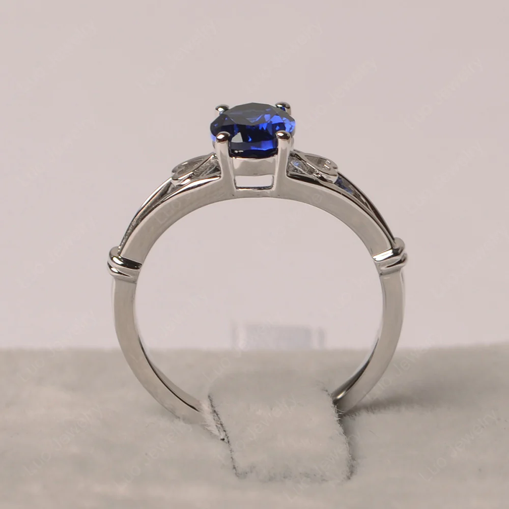 Sapphire Oval Cut Solitaire Engagement Ring - Image 2