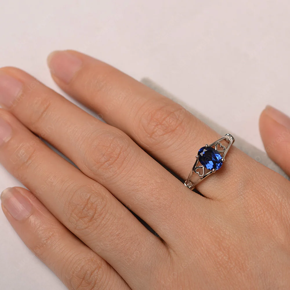 Sapphire Oval Cut Solitaire Engagement Ring - Image 3