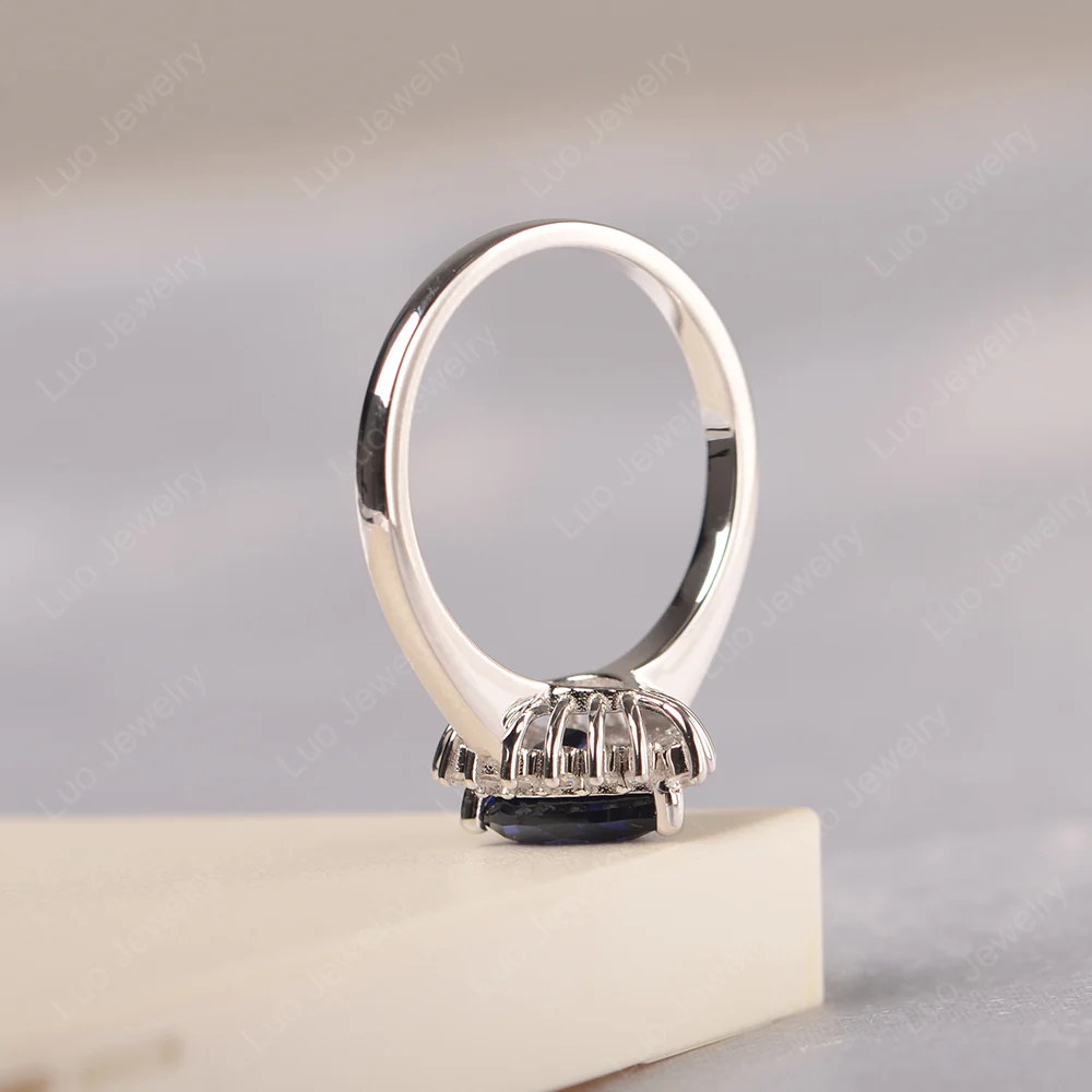 Sapphire Pear Halo Engagement Ring - Image 4