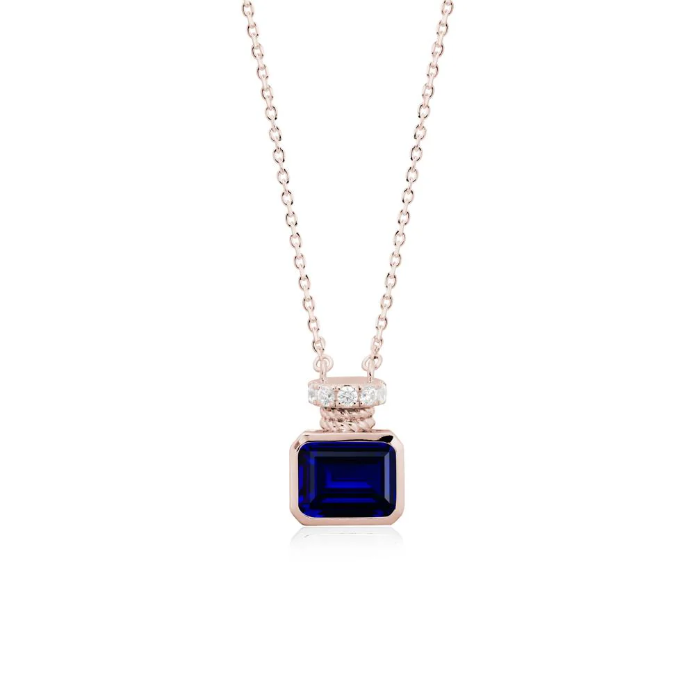 Sapphire Perfume Bottle Design Pendant Necklace - Image 2