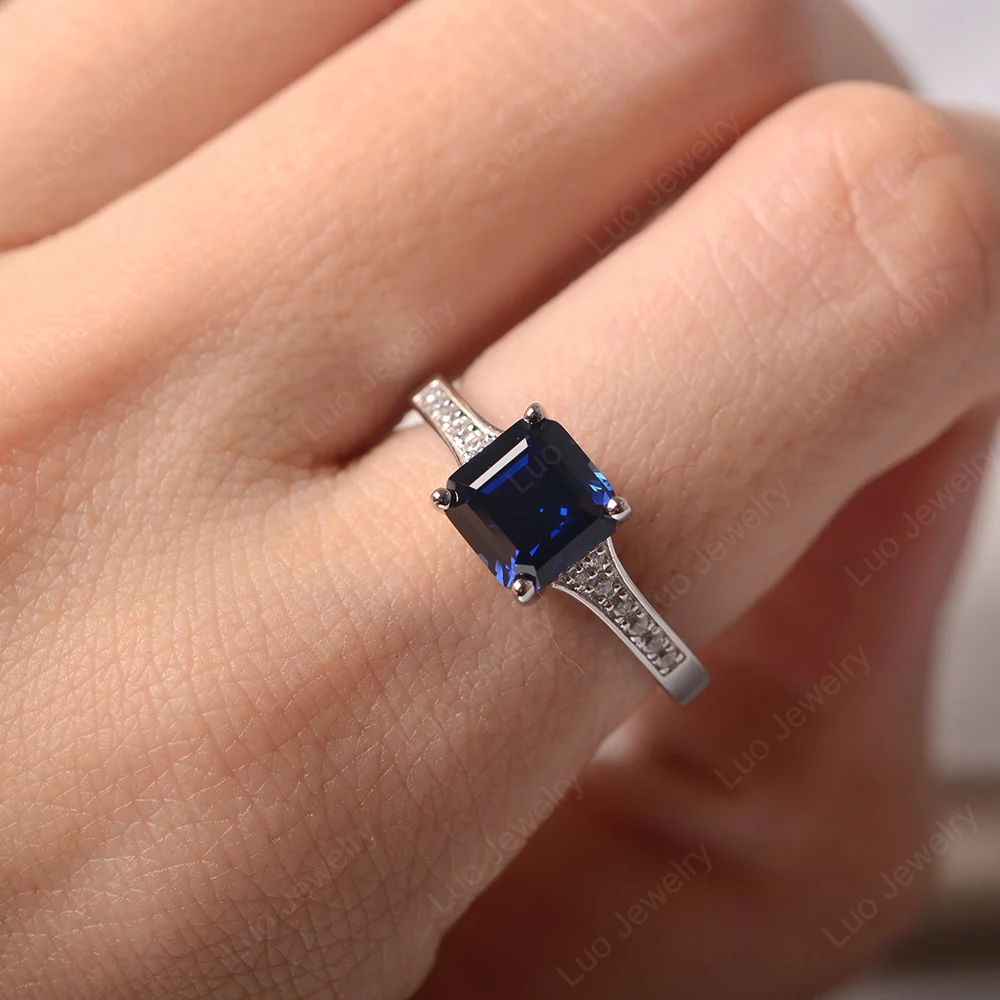 Sapphire Asscher Cut Ring - Image 5