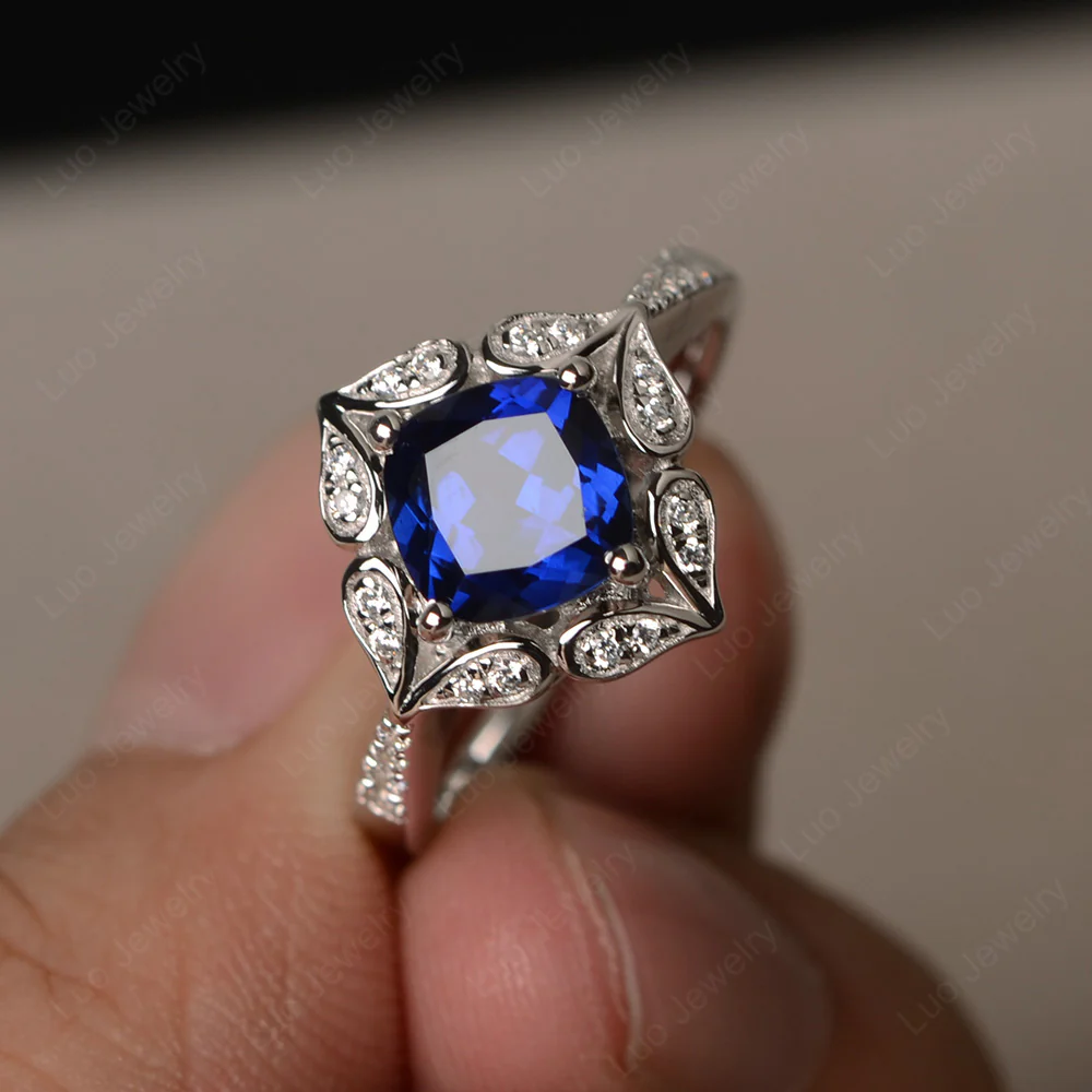 Sapphire Ring Cushion Cut Kite Set