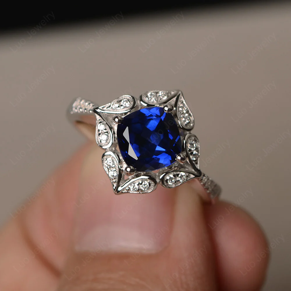 Sapphire Ring Cushion Cut Kite Set - Image 2