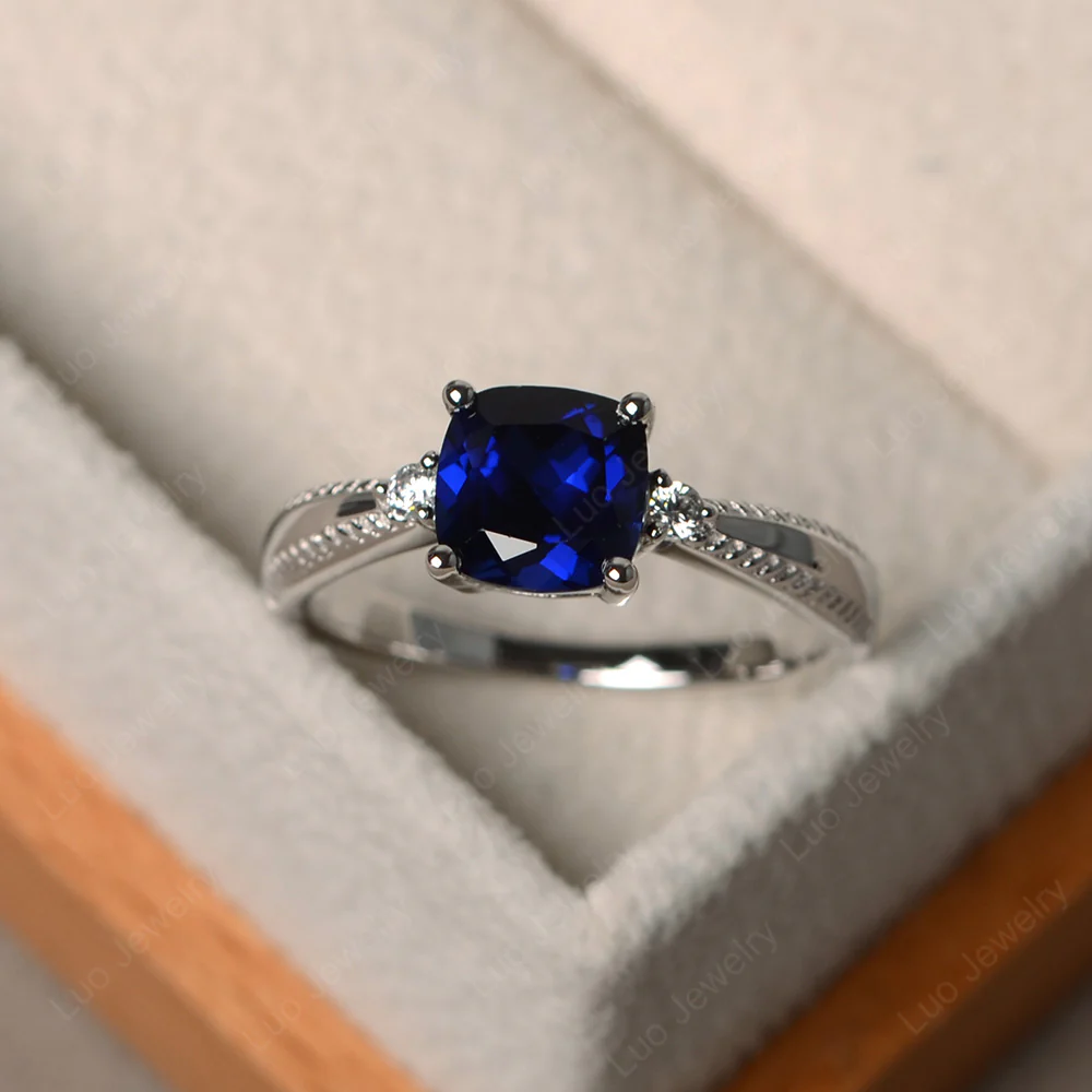 Cushion Cut Sapphire Engagement Ring