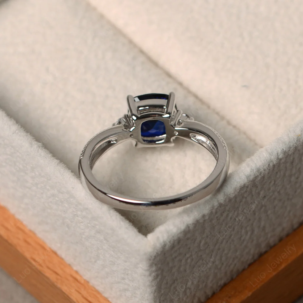 Cushion Cut Sapphire Engagement Ring - Image 3