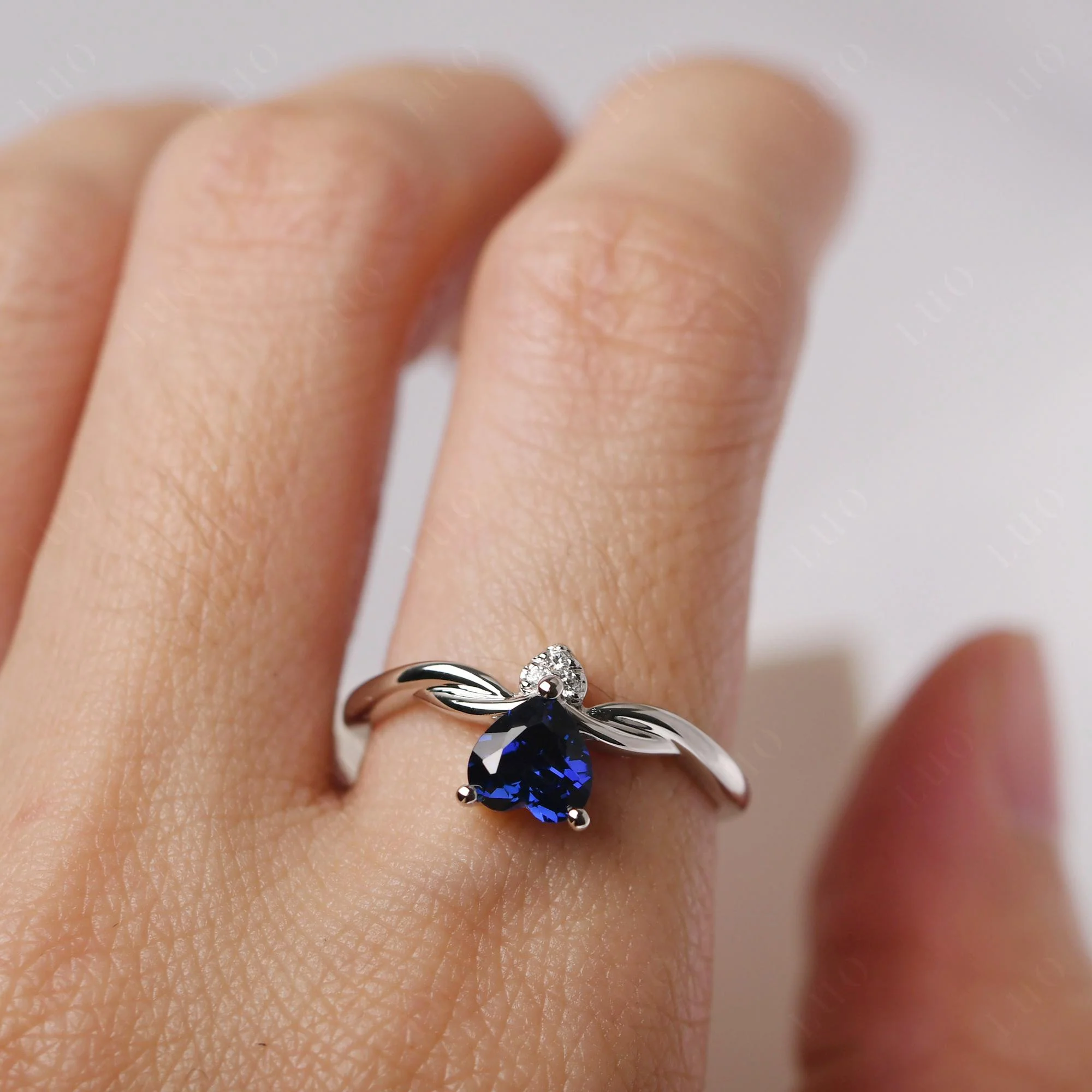 Sapphire Twisted Heart Ring - Image 14