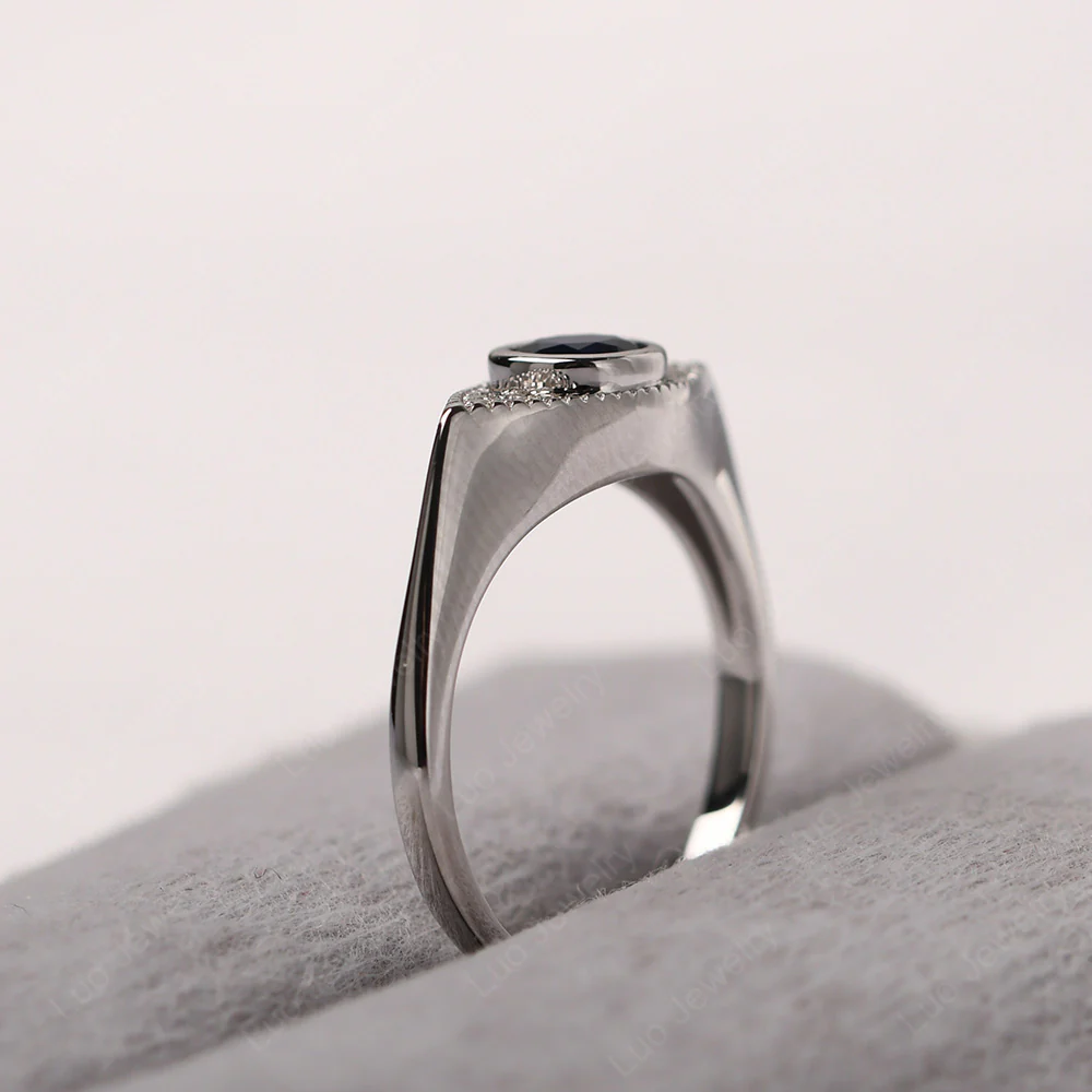 Sapphire Bezel Set Evil Eye Ring - Image 3