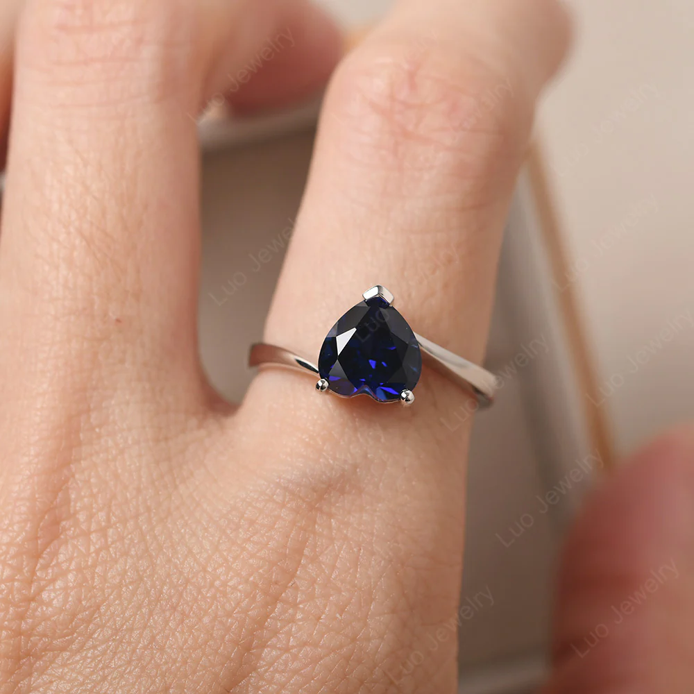 Sapphire Heart Bypass Ring - Image 5