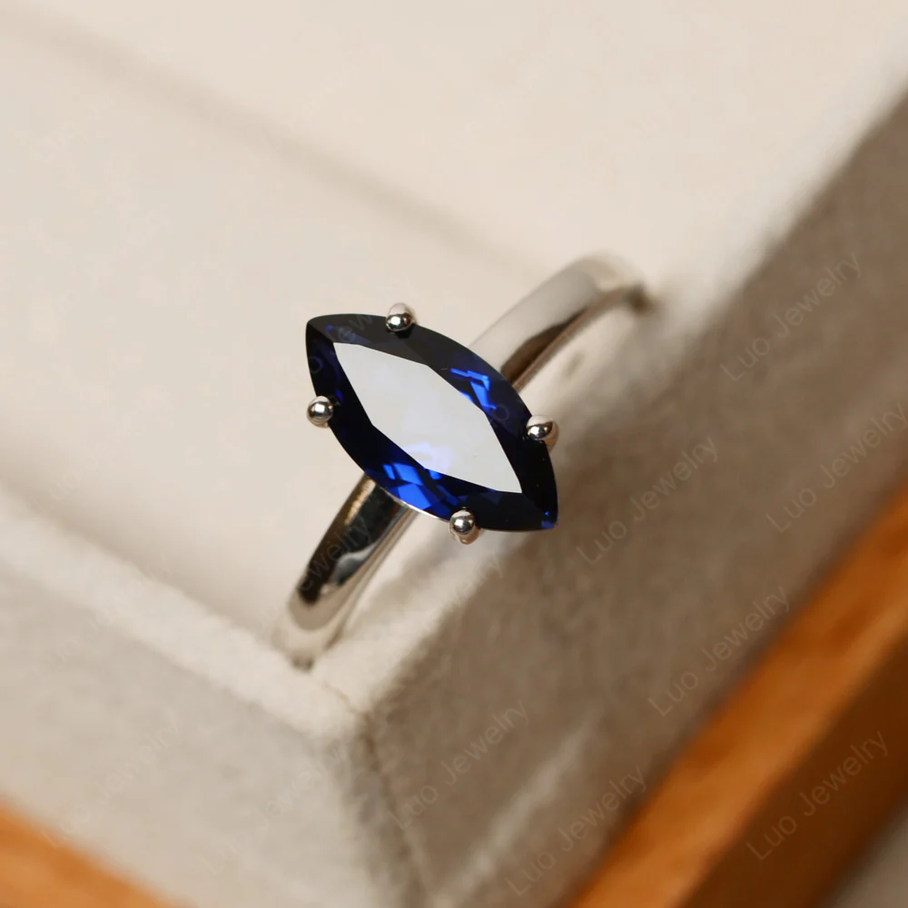 Sapphire Marquise Solitaire Engagement Ring