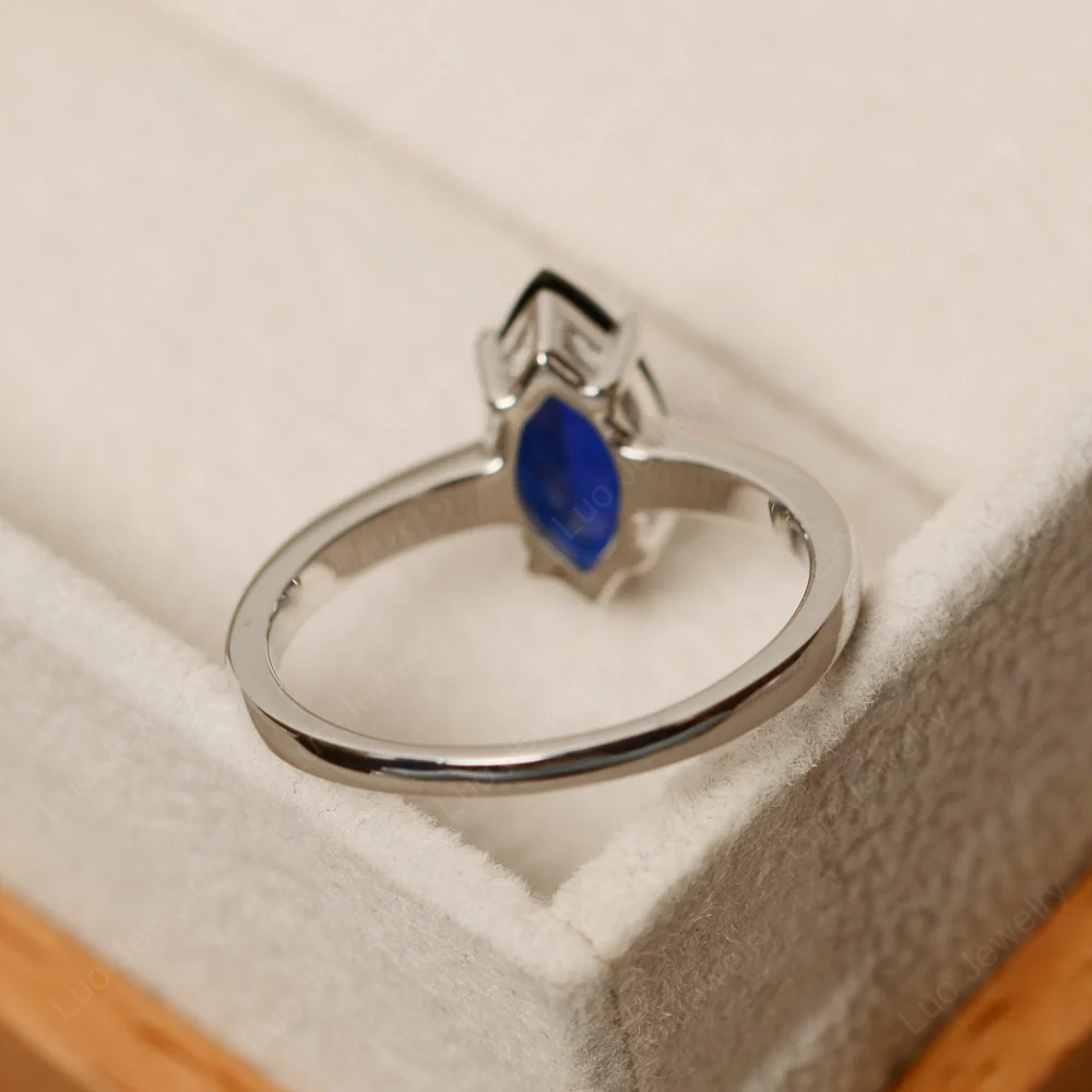 Sapphire Marquise Solitaire Engagement Ring - Image 3