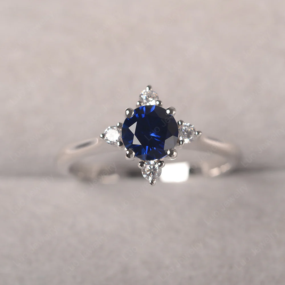 Sapphire Starburst Engagement Ring