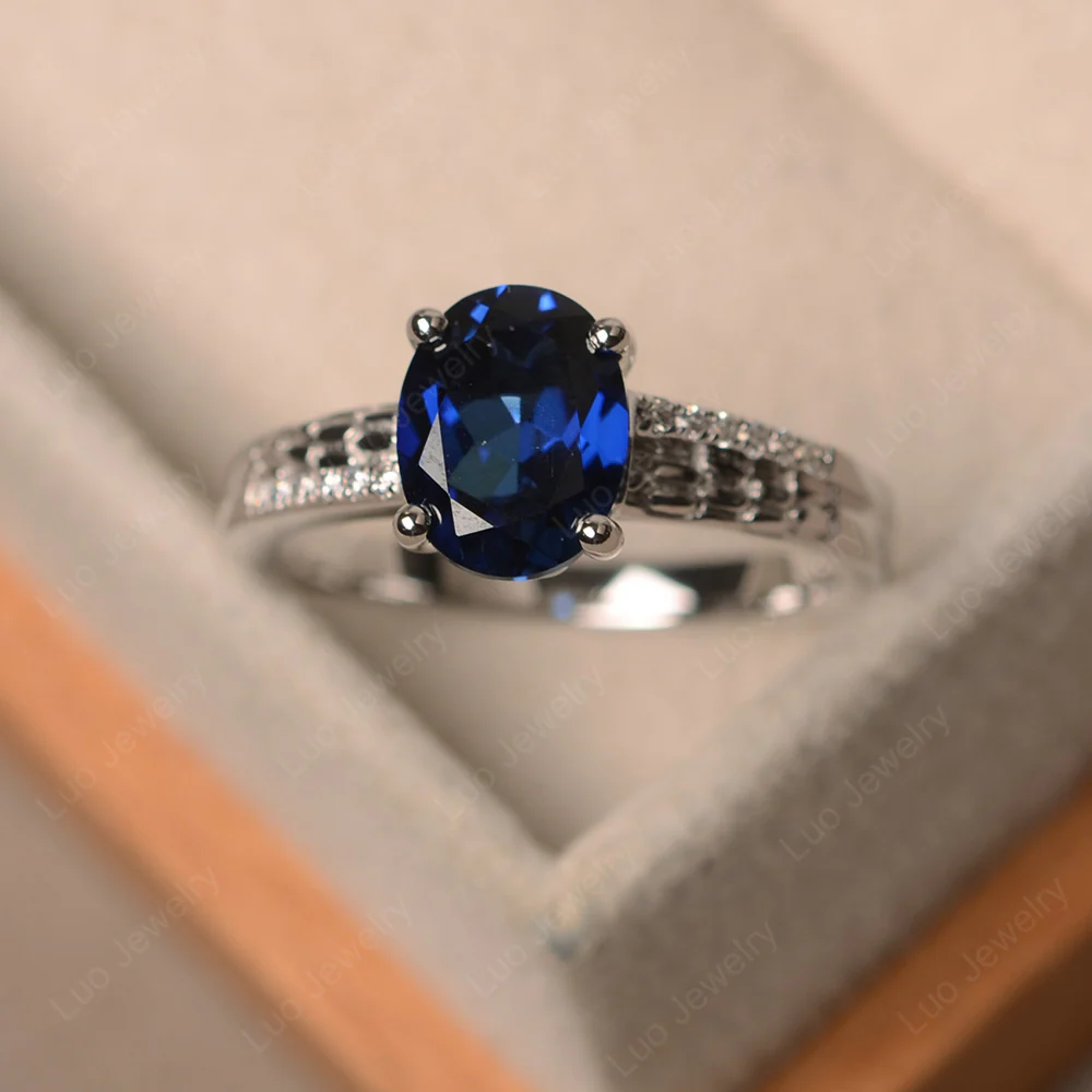 Vintage Style Oval Cut Sapphire Ring