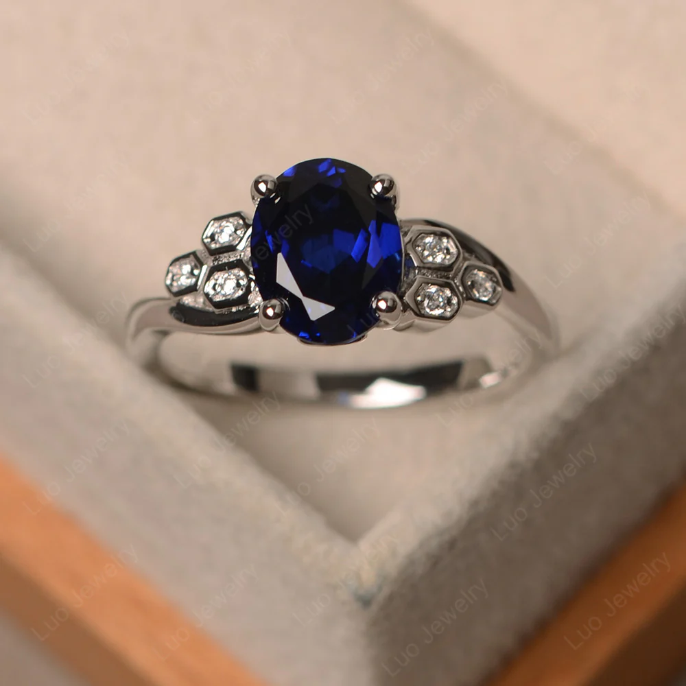 Oval Cut Sapphire Honeycomb Ring