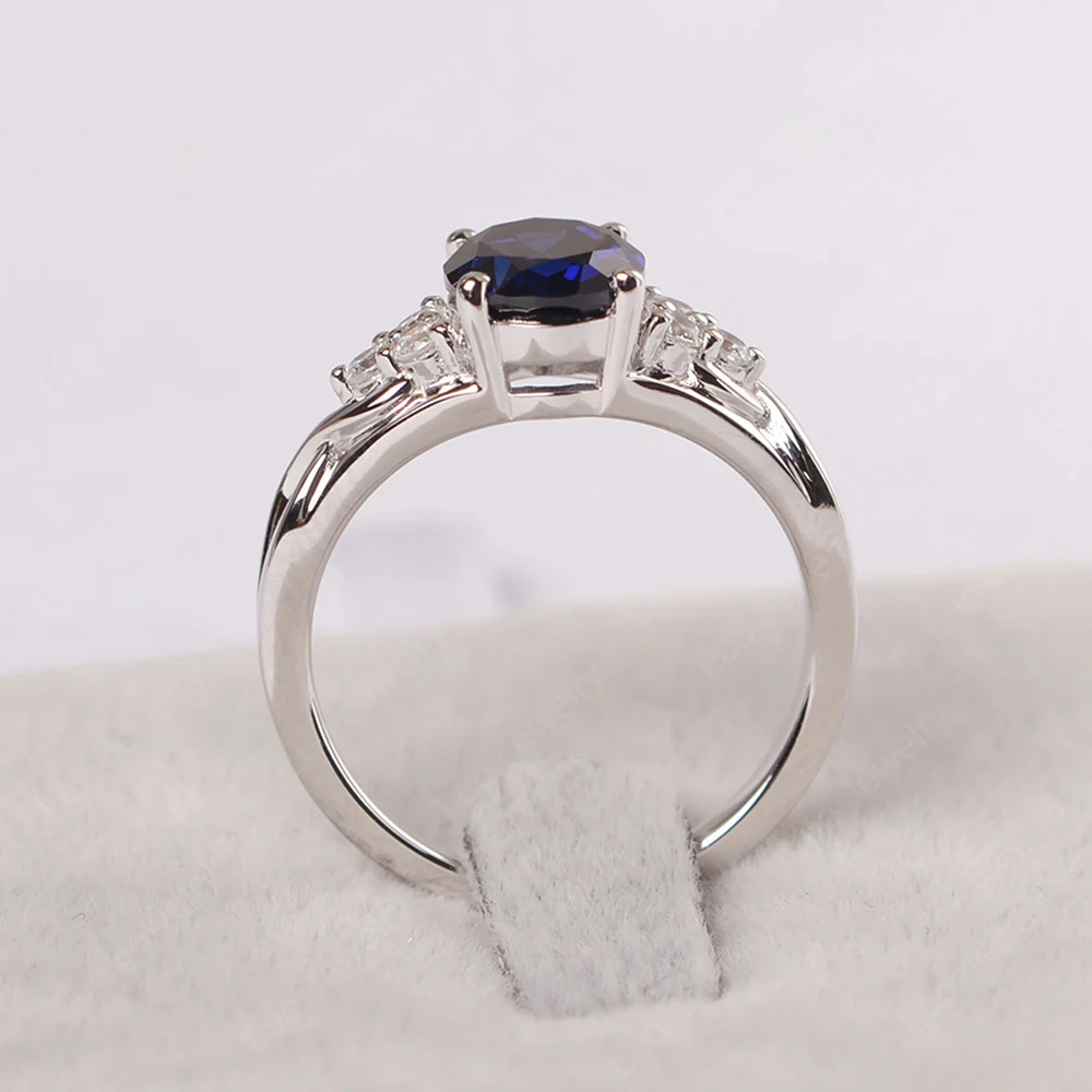 Oval Sapphire Twist Engagement Ring - Image 3