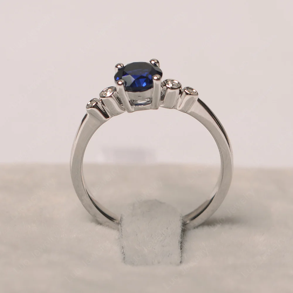 Sapphire Ring Round Cut Engagement Ring - Image 2