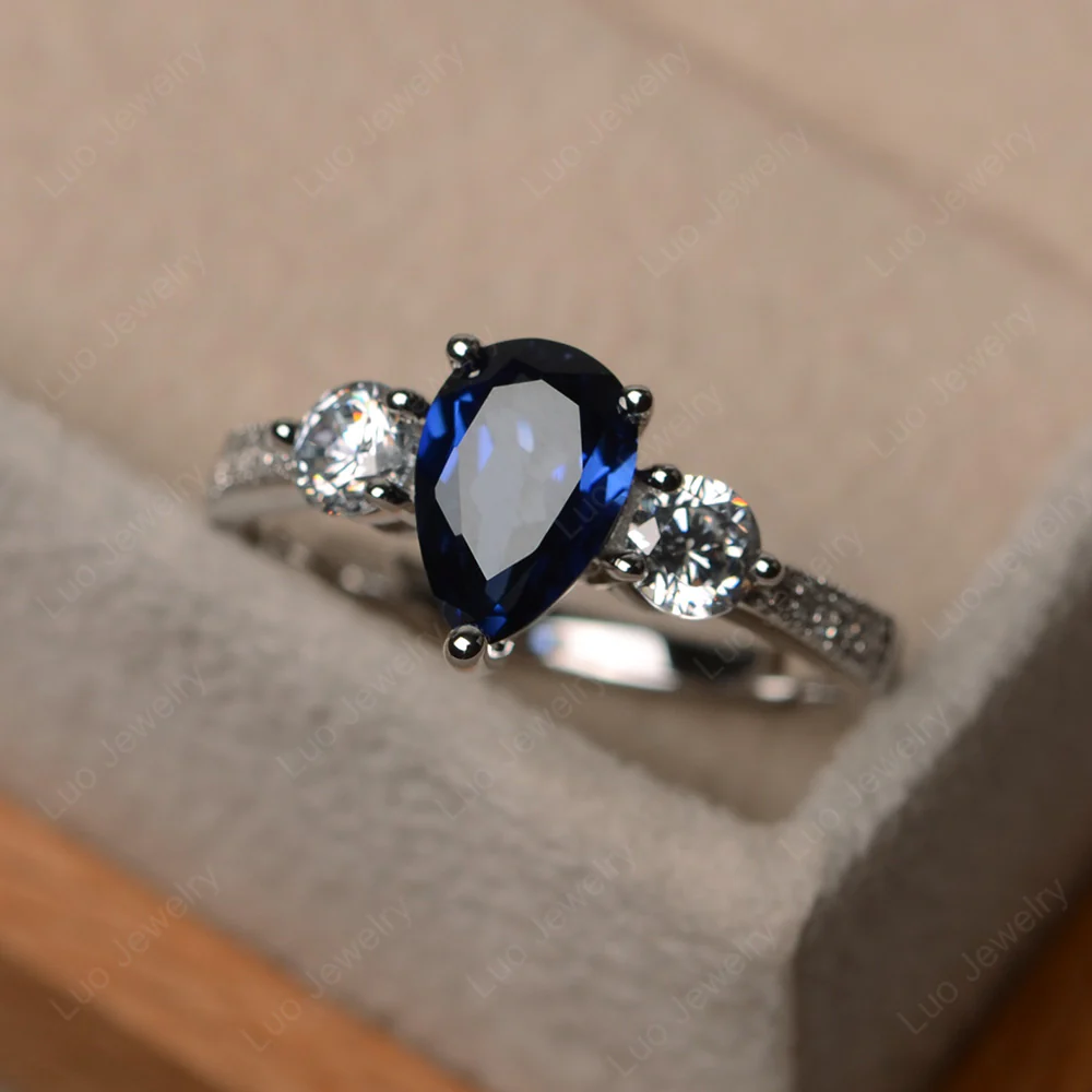 Pear Shaped Sapphire Engagement Ring