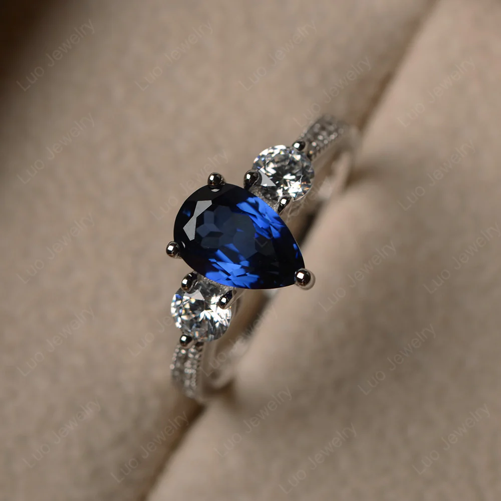 Pear Shaped Sapphire Engagement Ring - Image 2