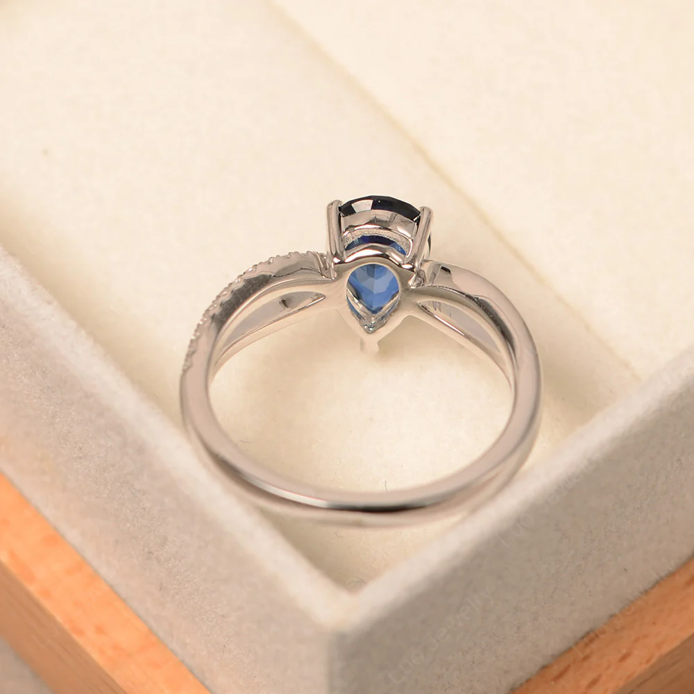 Pear Shaped Sapphire Ring Split Shank - Image 3