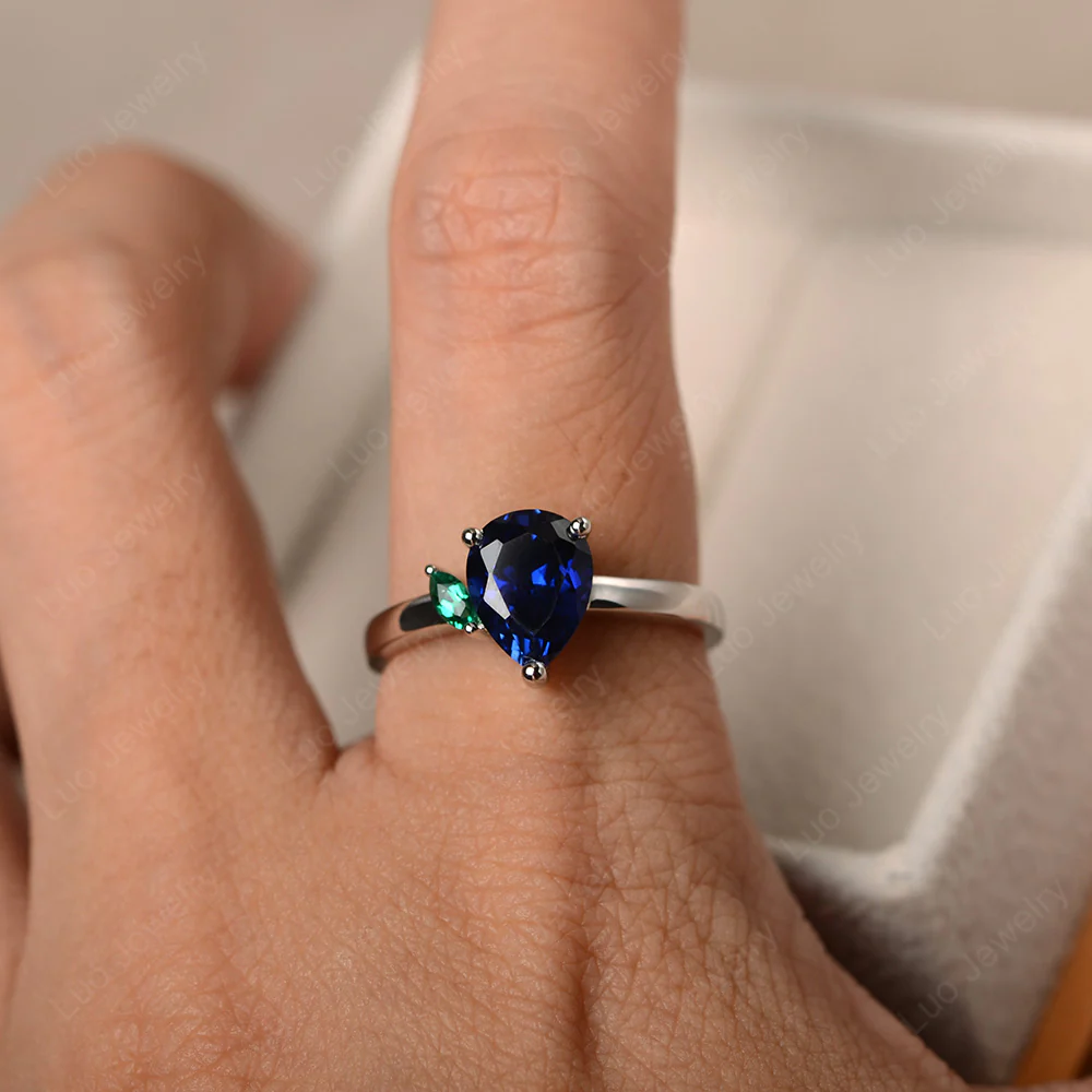 Unique Pear Shaped Sapphire Ring - Image 4