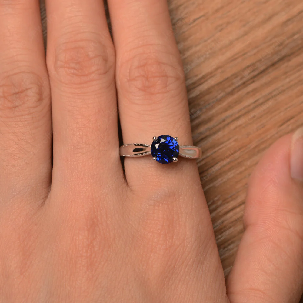 Sapphire Simple Engagement Ring - Image 4