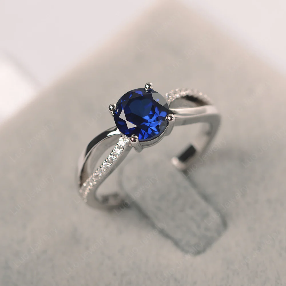 Sapphire Ring Split Shank Engagement Ring - Image 2