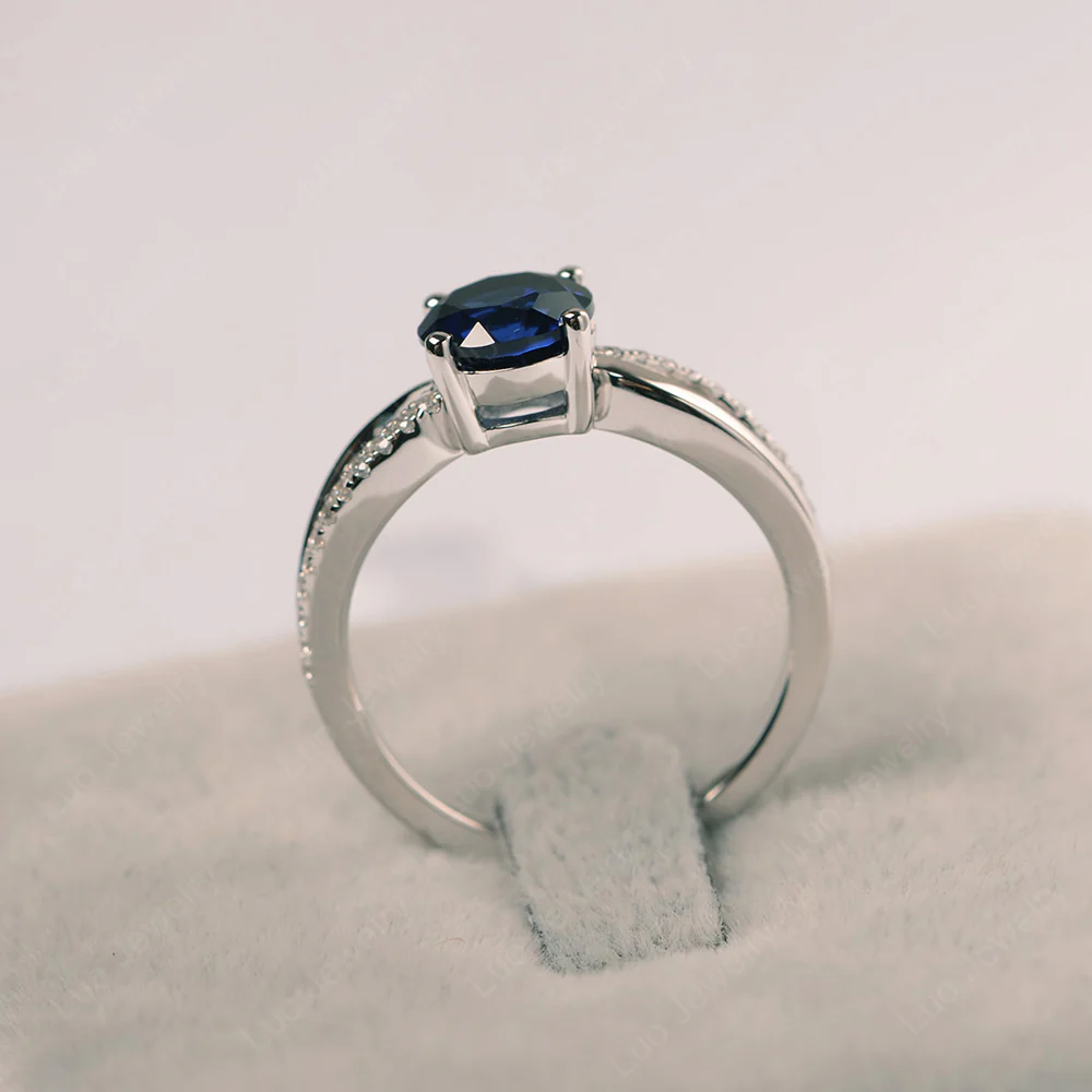 Sapphire Ring Split Shank Engagement Ring - Image 3