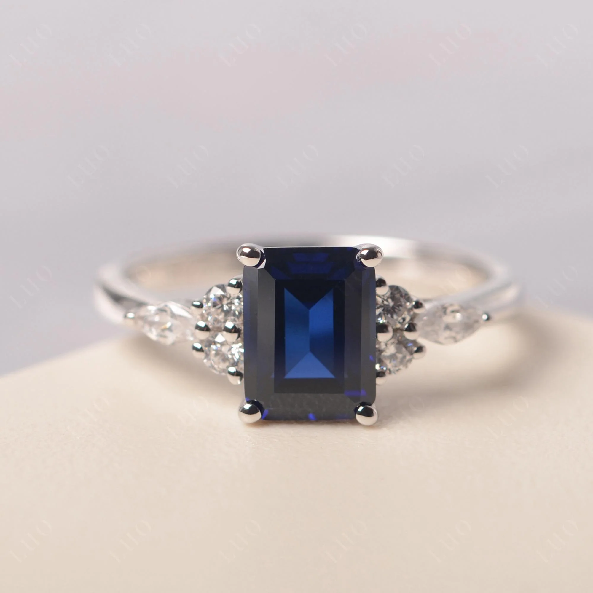 Simple Emerald Cut Sapphire Ring - Image 30