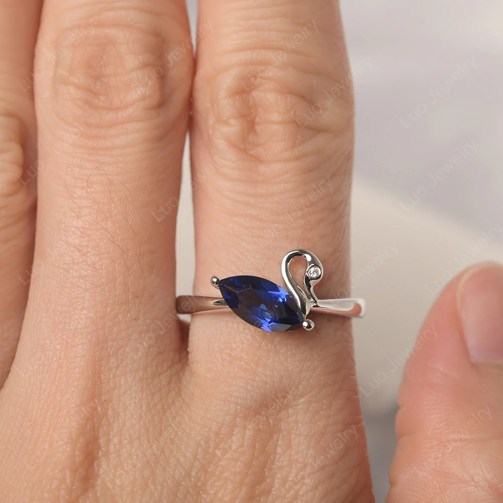 Sapphire Swan Engagement Ring - Image 5