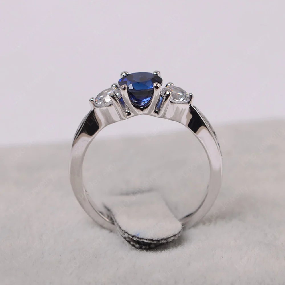 Sapphire Three Stone Engagement Ring - Image 3