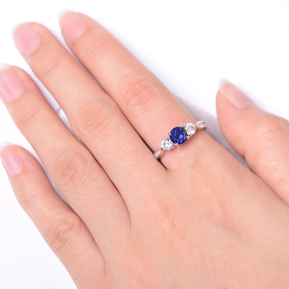 Sapphire Three Stone Engagement Ring - Image 4