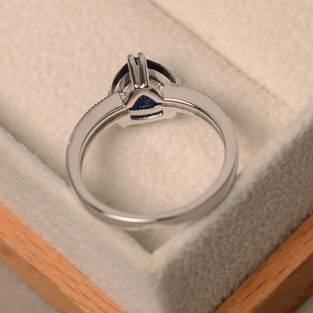 Trillion Cut Sapphire Double Prong Ring - Image 3