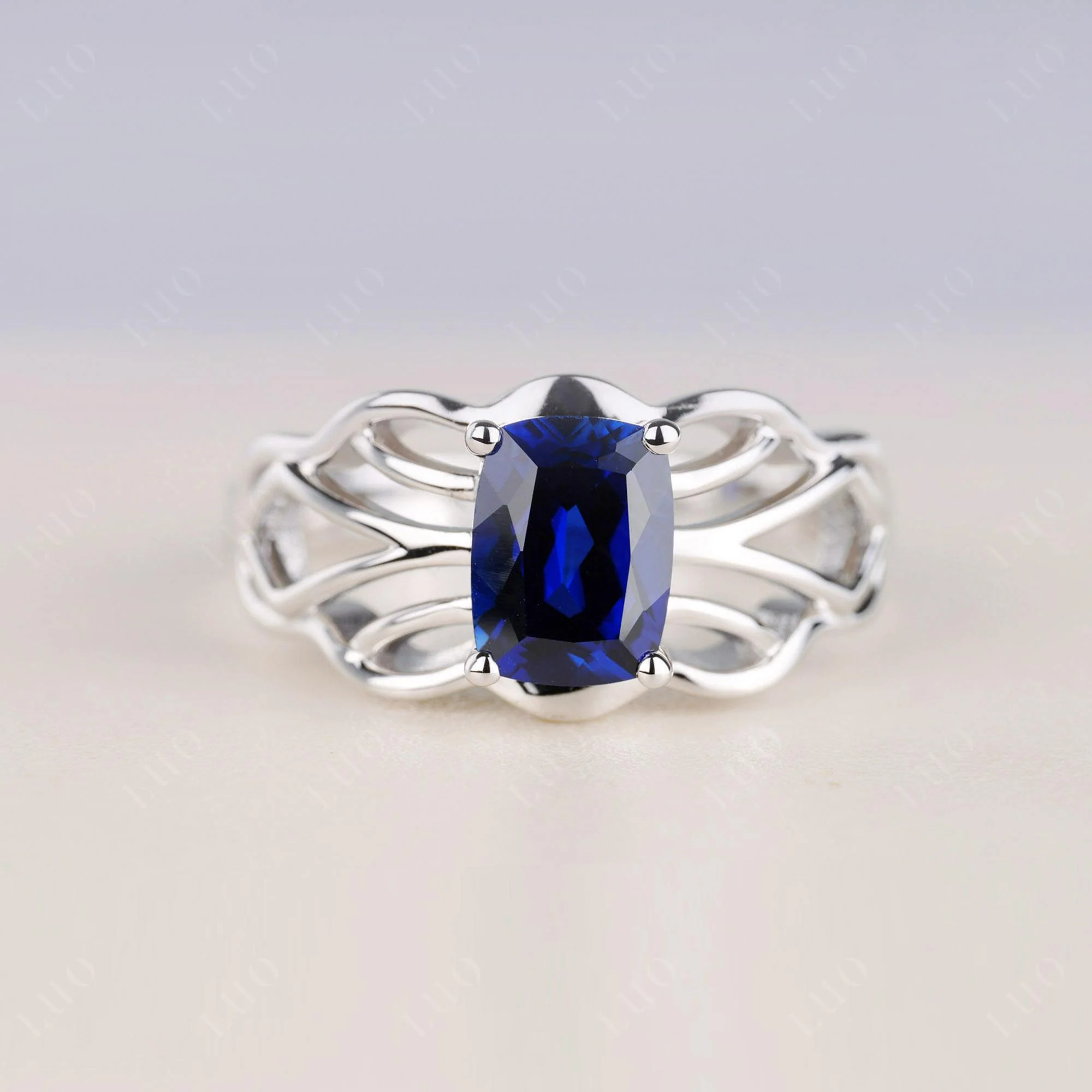 Sapphire Ring Vintage Solitaire Ring
