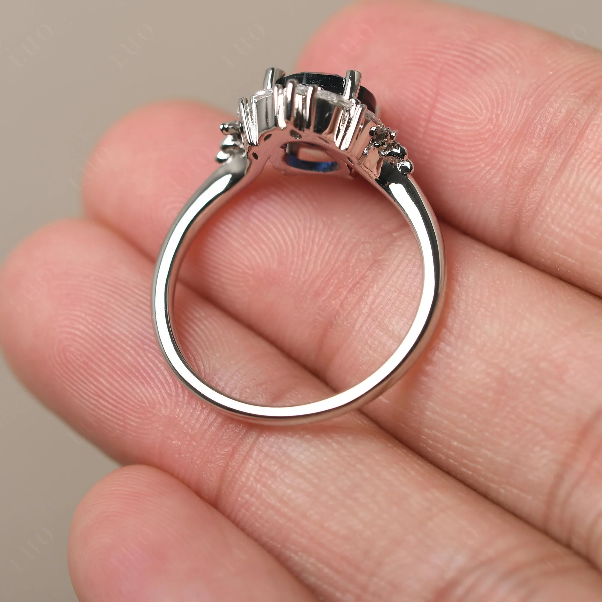 Sapphire Ring with Marquise Side Stone - Image 31