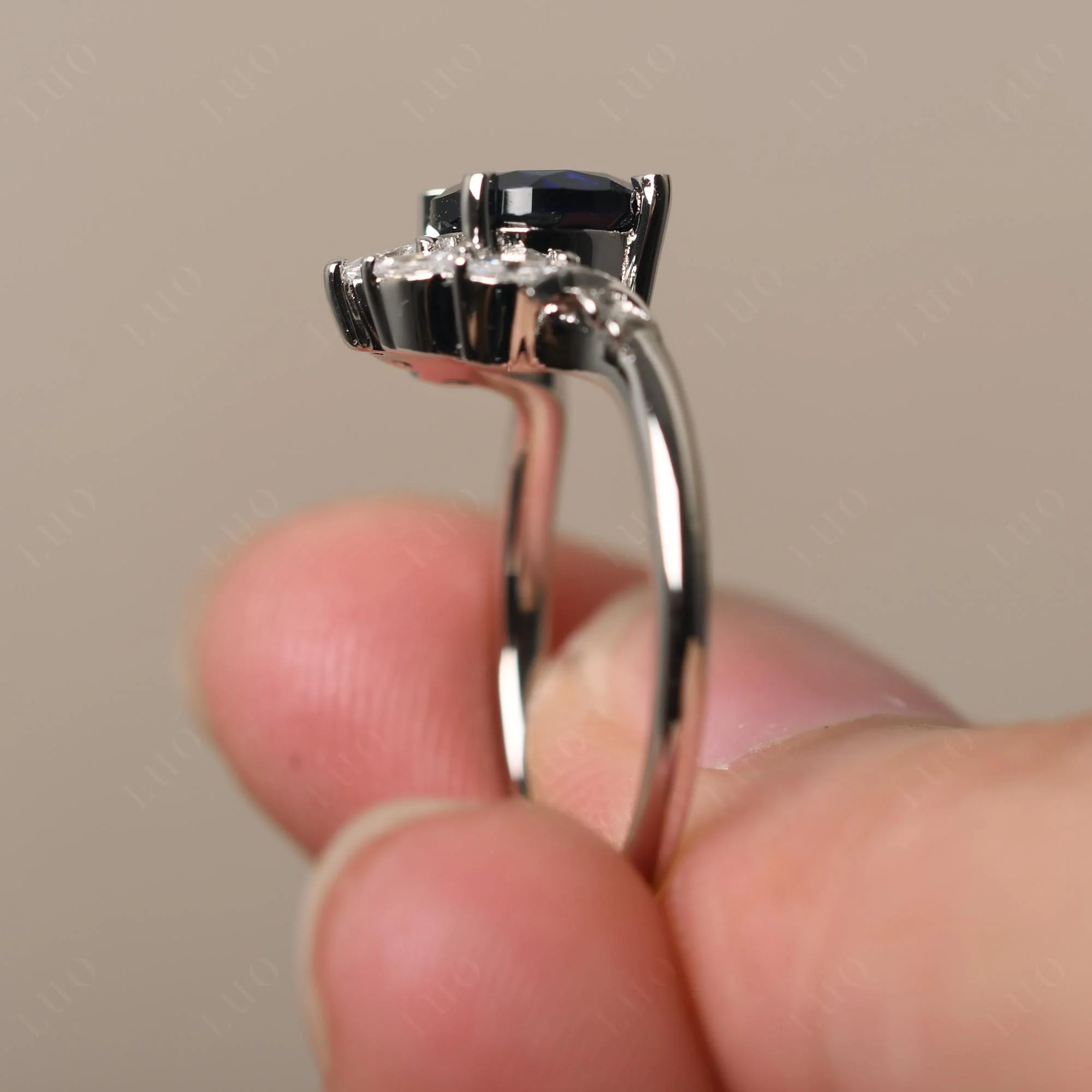 Sapphire Ring with Marquise Side Stone - Image 32