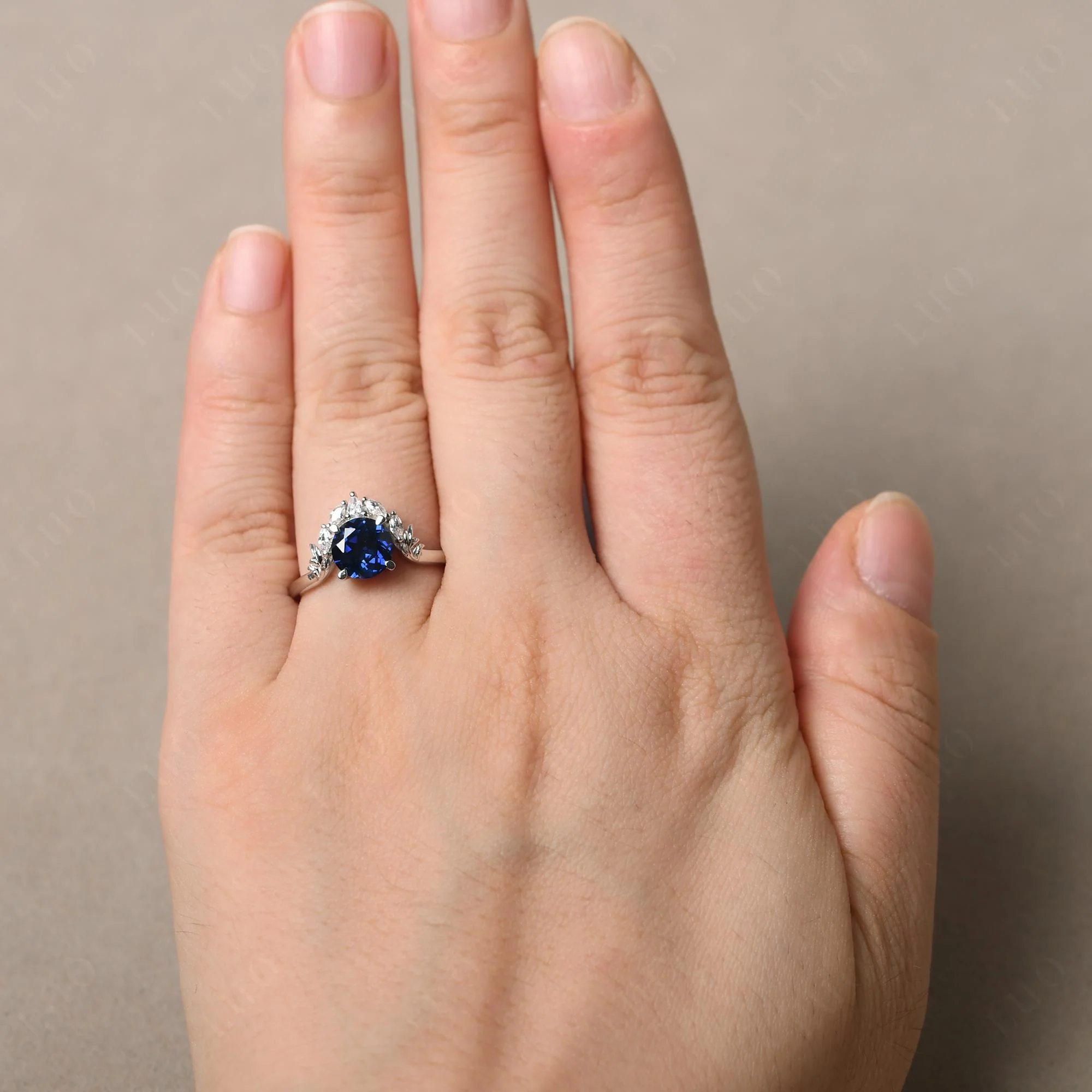 Sapphire Ring with Marquise Side Stone - Image 33
