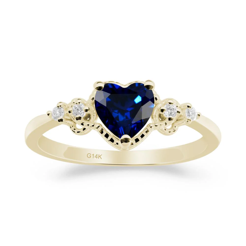 Sapphire Ring with Milgrain Halo