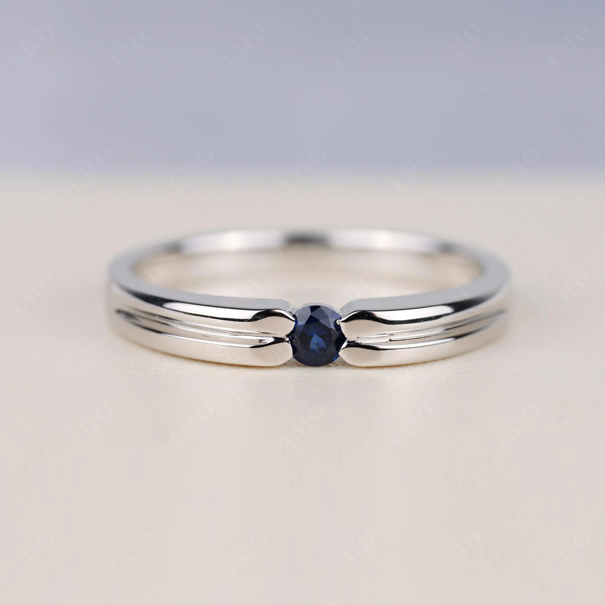 Sapphire Solitaire Band Ring