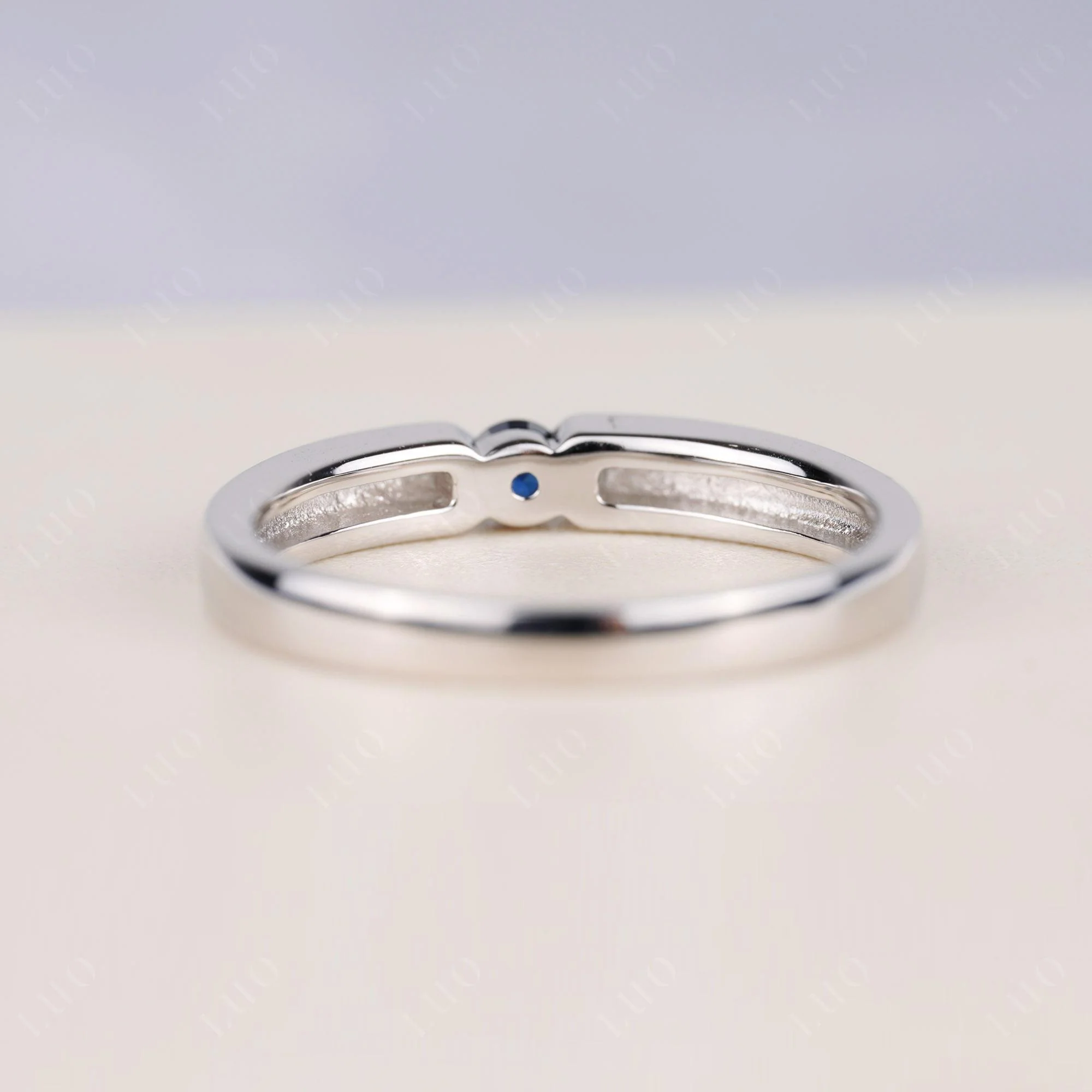 Sapphire Solitaire Band Ring - Image 4