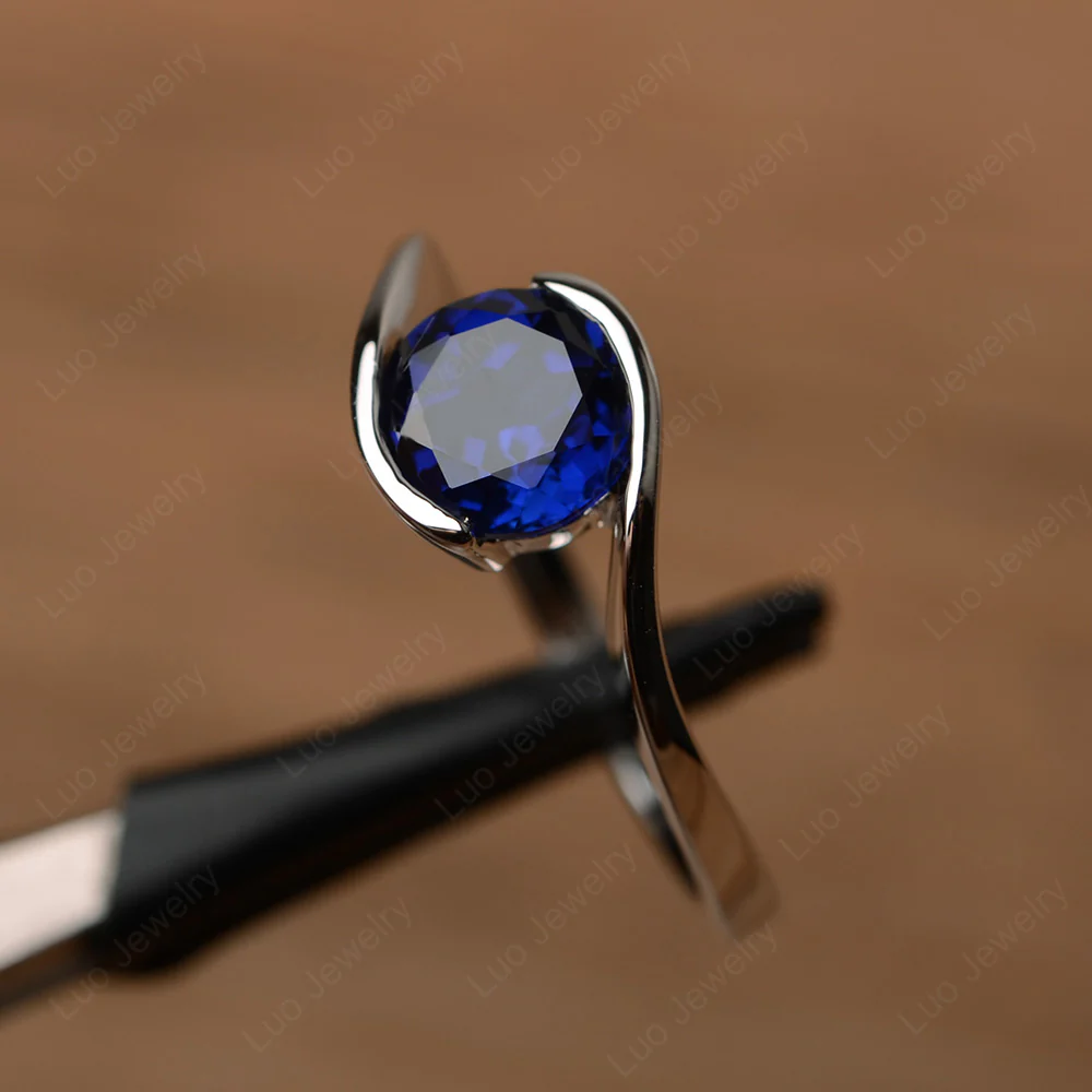 Sapphire Bypass Solitaire Ring - Image 2