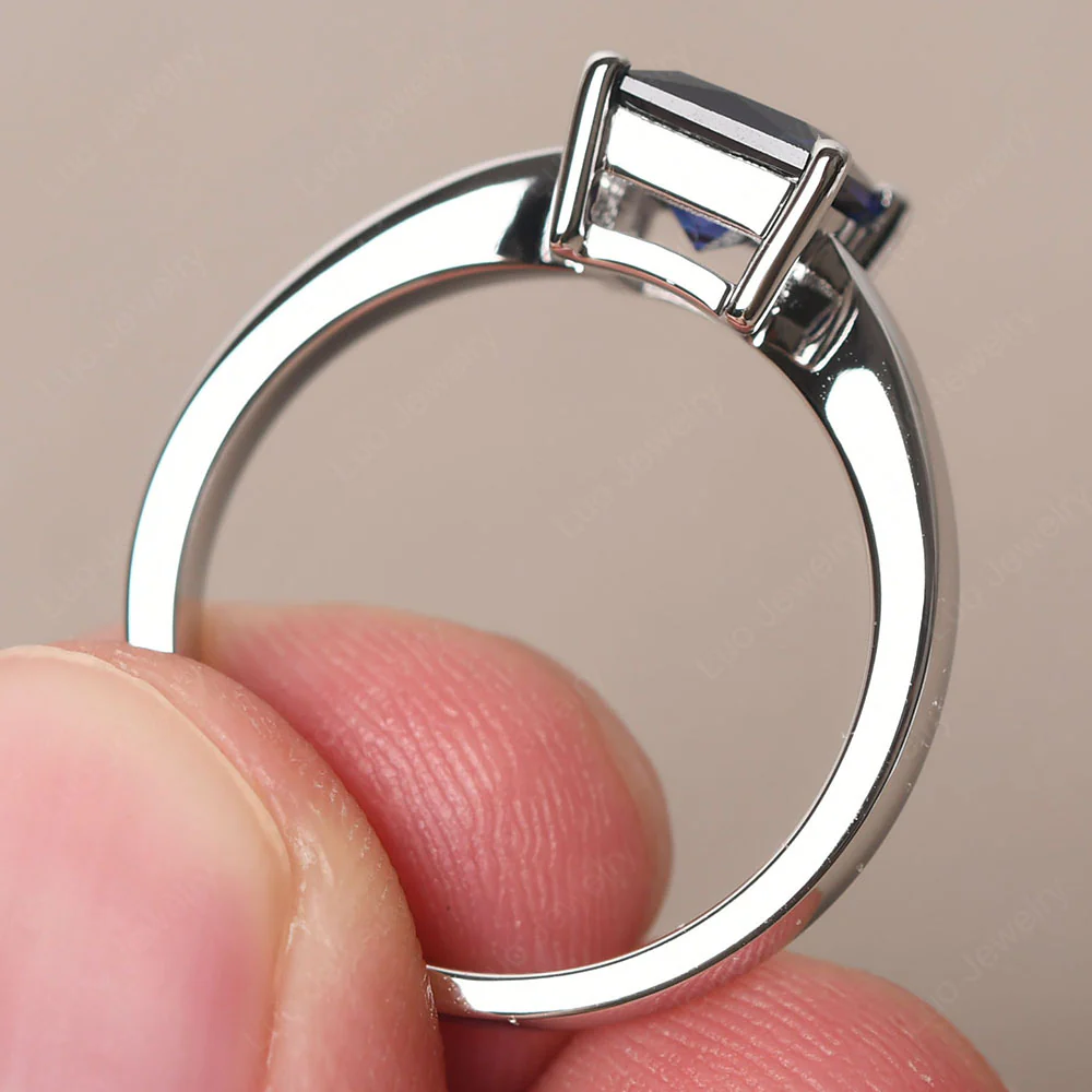 Princess Cut Sapphire Tapered Band Ring - Image 4