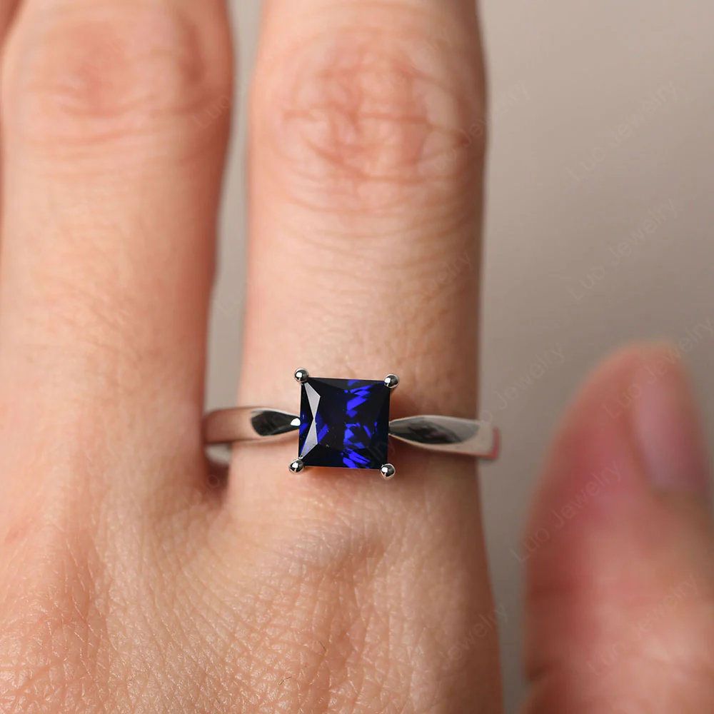 Princess Cut Sapphire Tapered Band Ring - Image 5
