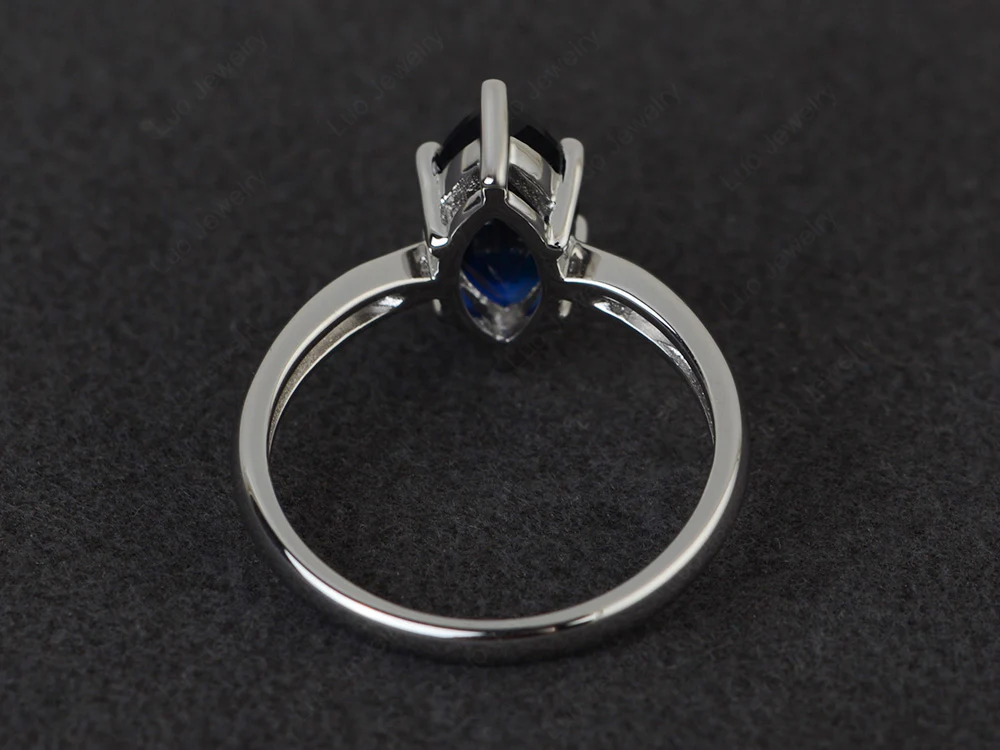 Marquise Cut Six Prong Sapphire Ring - Image 3