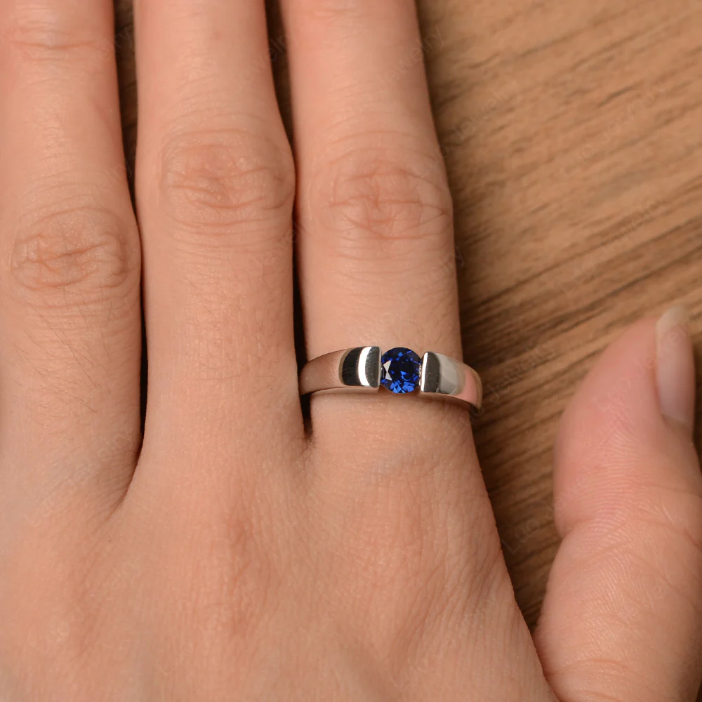 Sapphire Unisex Promise Ring - Image 4
