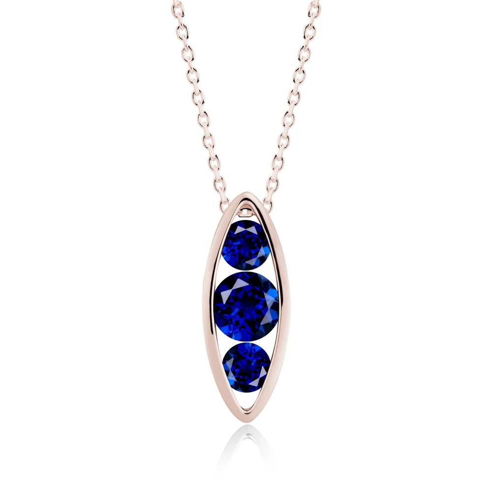 Sapphire Three-Stone Marquise Pendant Necklace