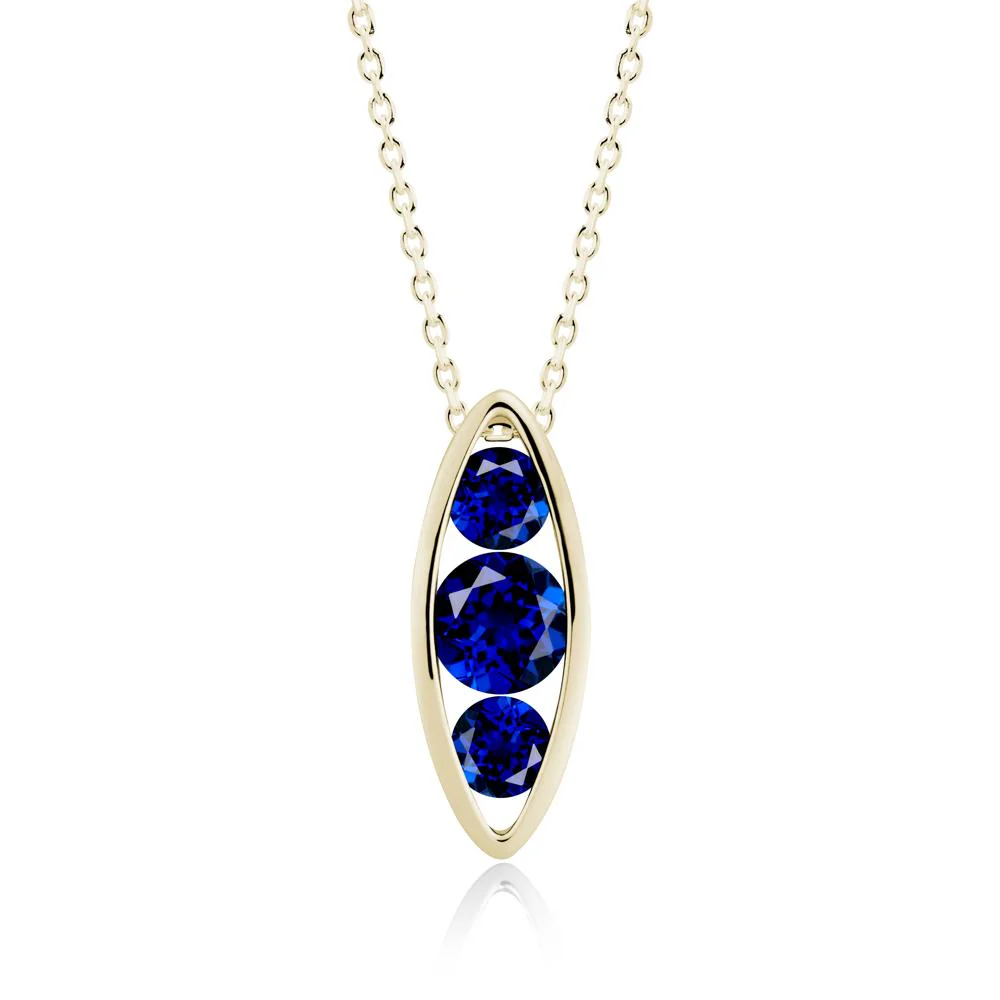 Sapphire Three-Stone Marquise Pendant Necklace - Image 3