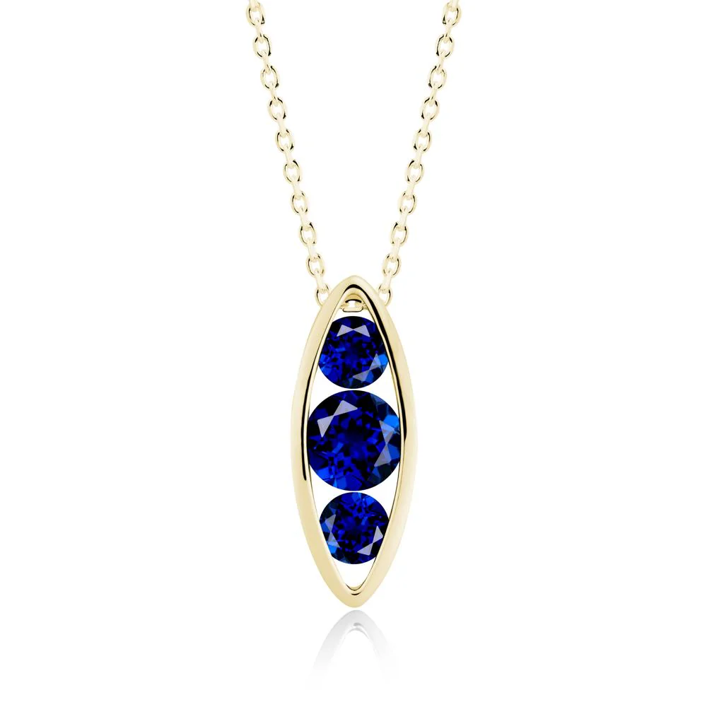 Sapphire Three-Stone Marquise Pendant Necklace - Image 5