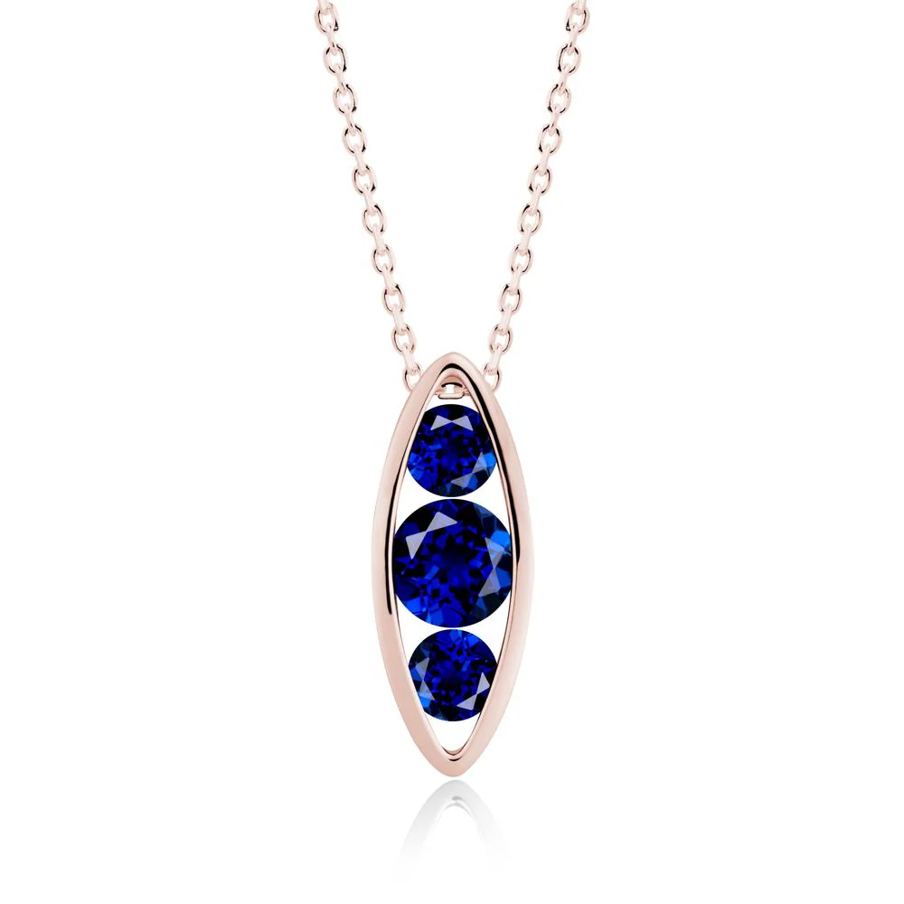 Sapphire Three-Stone Marquise Pendant Necklace - Image 6