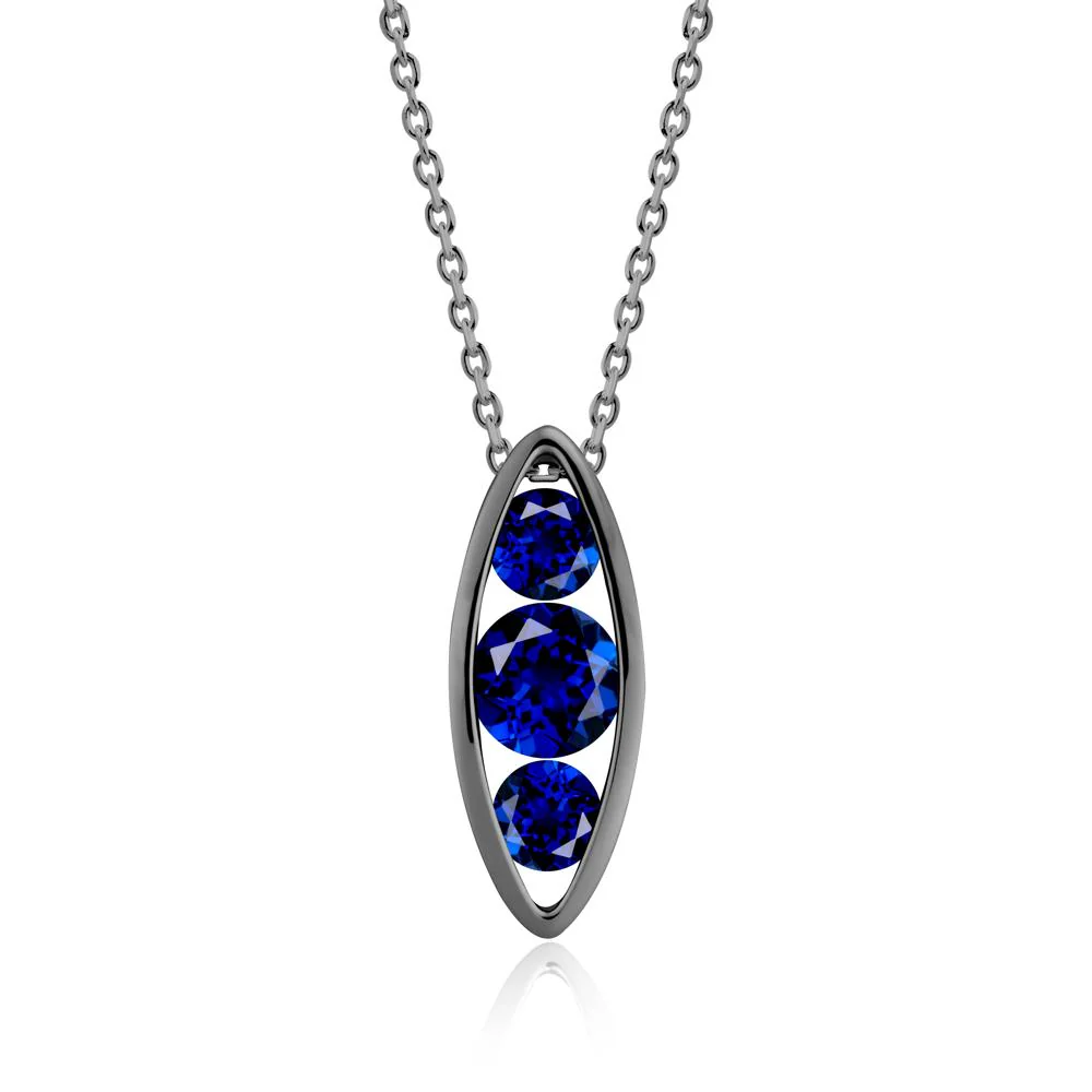 Sapphire Three-Stone Marquise Pendant Necklace - Image 8